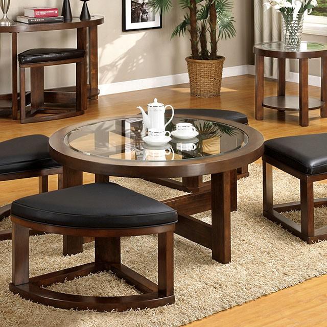 Crystal Cove II Dark Walnut Round Coffee Table w/ 4 Stools image