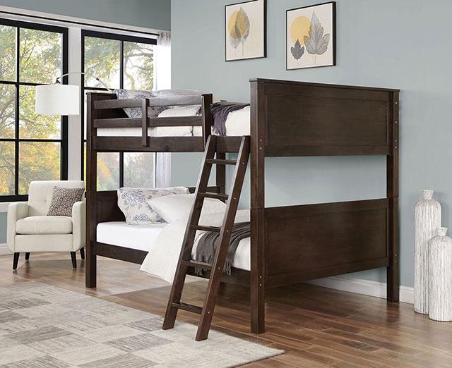 STAMOS Full/Full Bunk Bed, Walnut