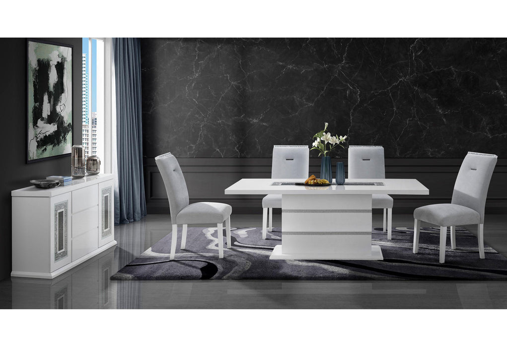 MONACO WHITE DINING TABLE + MONACO DINING CHAIR