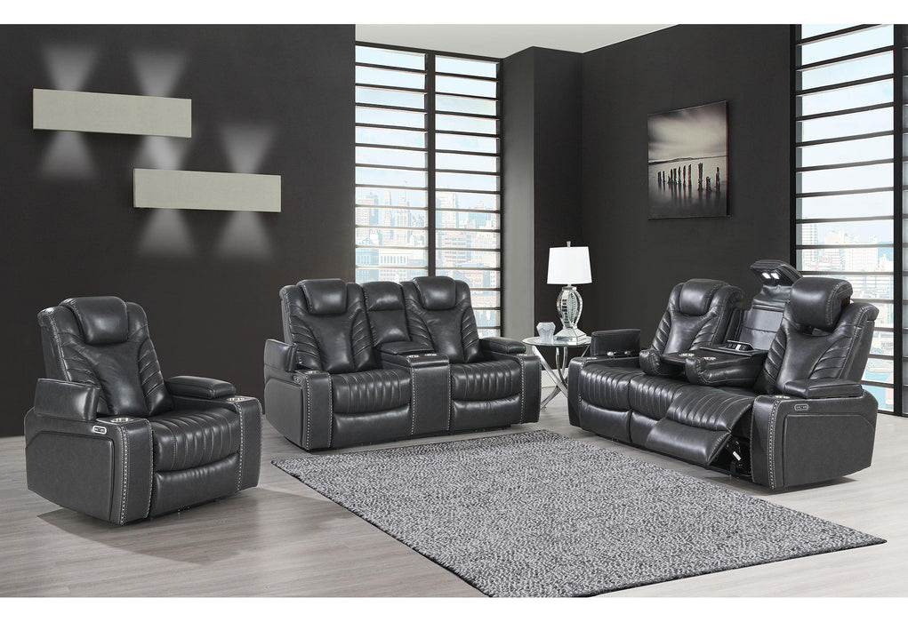 U1677 BLANCHE GREY POWER RECLINING SOFA AND POWER CONSOLE RECLINING SOFA AND POWER RECLINER image