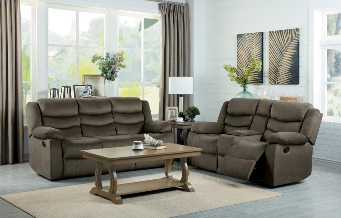 Discus Double Reclining Loveseat in Brown 9526BR-2