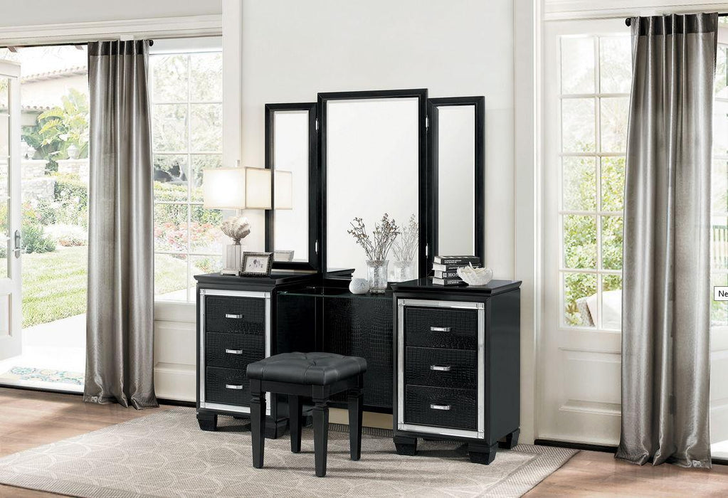 Allura Vanity Dresser with Mirror in Black 1916BK-15*