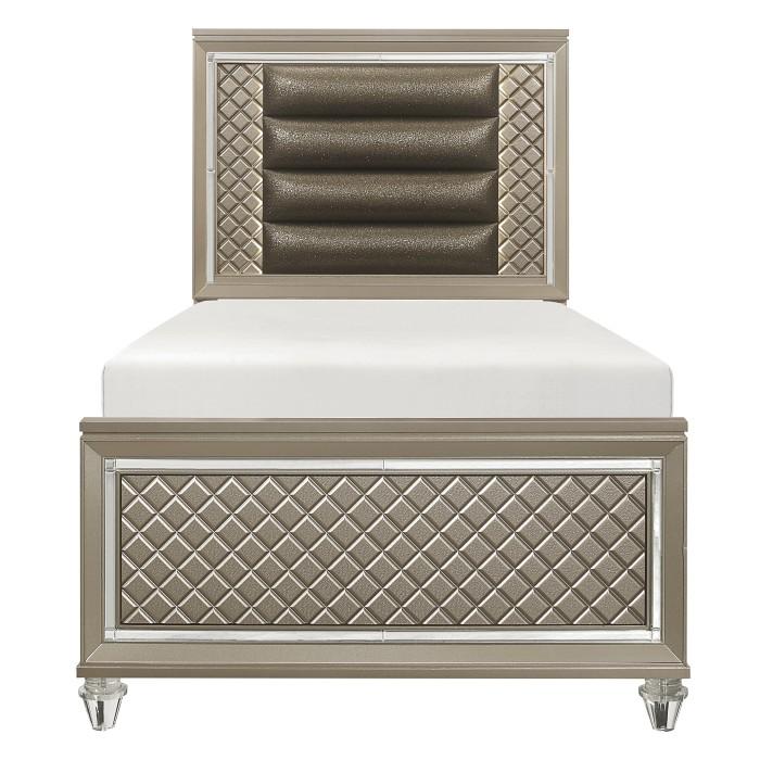 Youth Loudon Twin Platform with Trundle Bed in Champagne Metallic