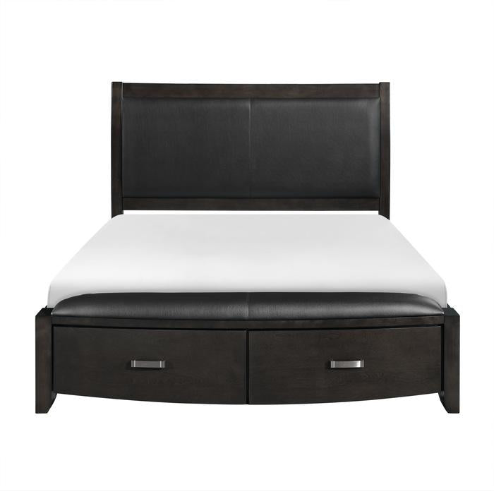 Lyric Queen Sleigh Storage Bed in Brownish Gray 1737NGY-1