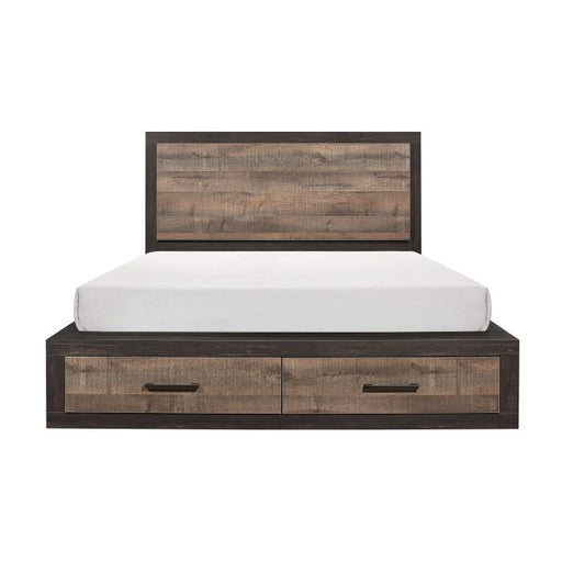 Miter King Platform Bed with Footboard Storage in Rustin Mahogany & Dark Ebony 1762K-1EK* image