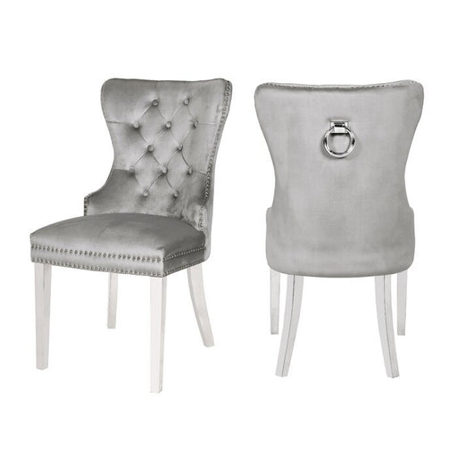 Galaxy Home Erica Stainless Steel Legs Dining Chair (Set of 2) in Light Grey image