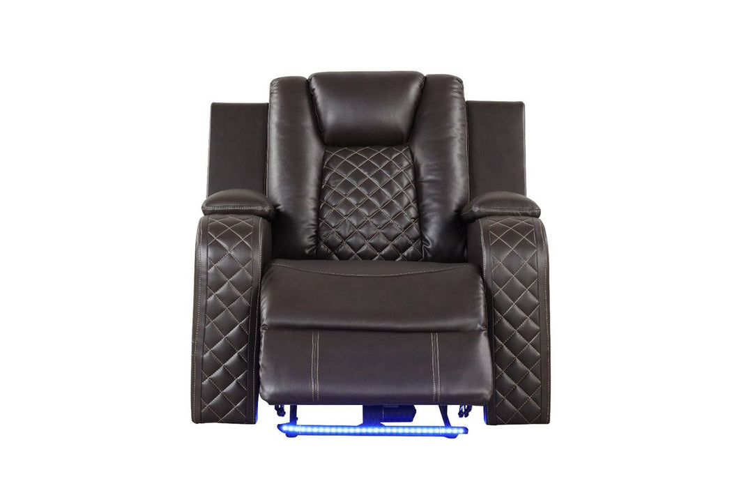 Galaxy Home Benz LED & Power Recliner Chair in Brown
