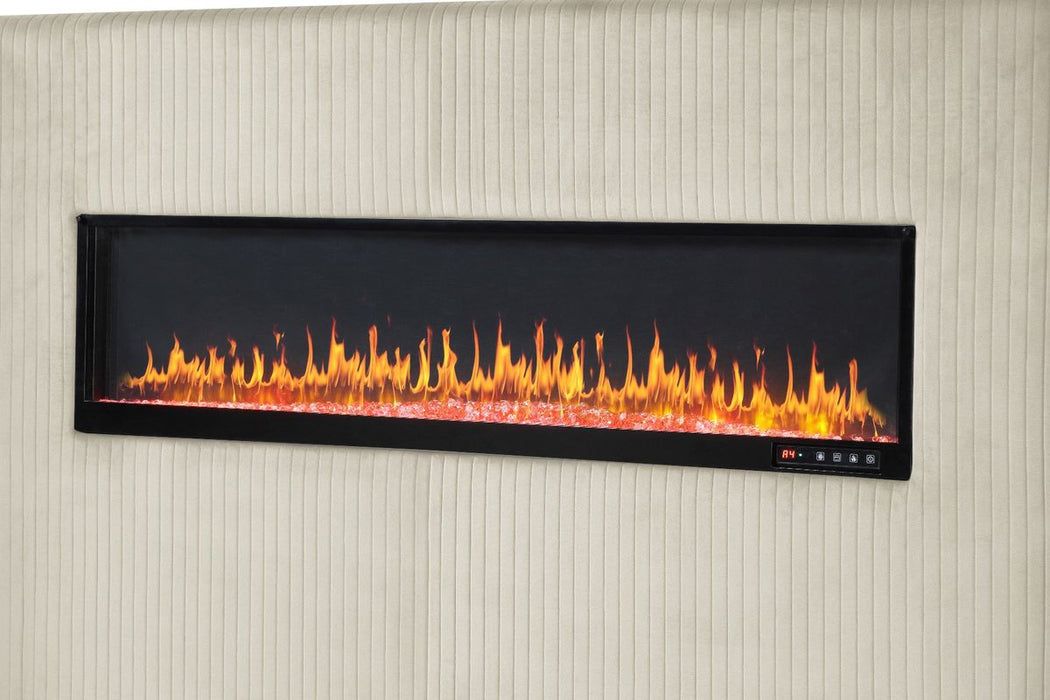 Galaxy Home Lizelle King Bed in with Ambient Lighting in Beige