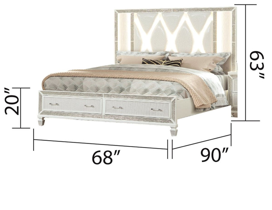 Galaxy Home Crystal King Bed in White