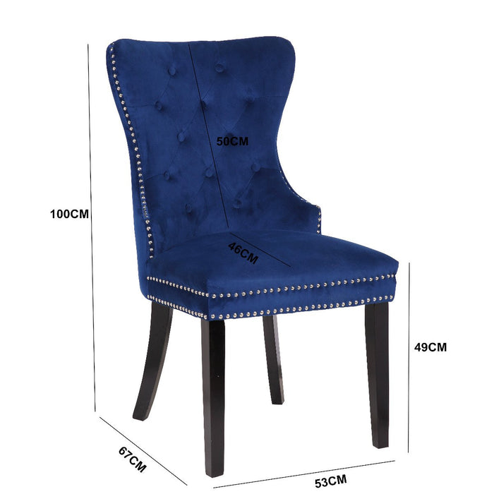 Galaxy Home Erica Wood Legs Dining Chair (Set of 2) in Blue