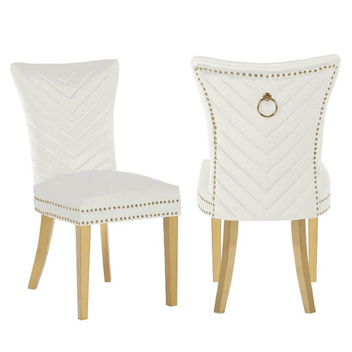 Galaxy Home Eva Gold Legs Dining Chair (Set of 2) in Beige image