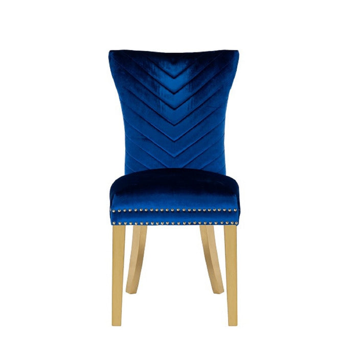 Galaxy Home Eva Gold Legs Dining Chair (Set of 2) in Blue