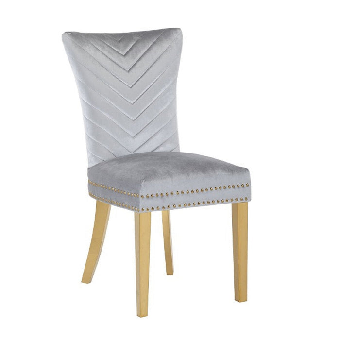 Galaxy Home Eva Gold Legs Dining Chair (Set of 2) in Silver