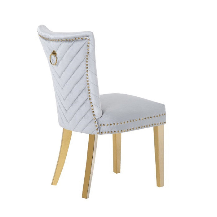 Galaxy Home Eva Gold Legs Dining Chair (Set of 2) in Silver