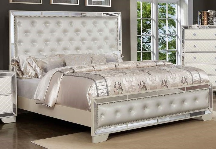 Galaxy Home Madison Queen Size Upholstery Bed in Beige