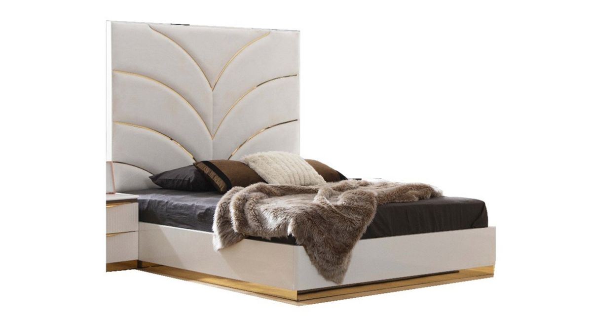 Galaxy Home Laura Gold Queen Bed in White