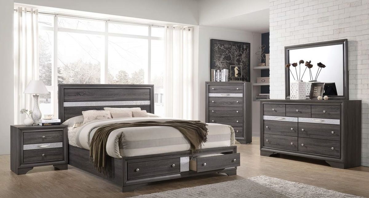 Galaxy Home Matrix Queen Bed in Gray