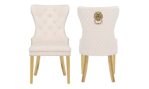 Galaxy Home Simba Gold Legs Dining Chair (Set of 2) in Beige image