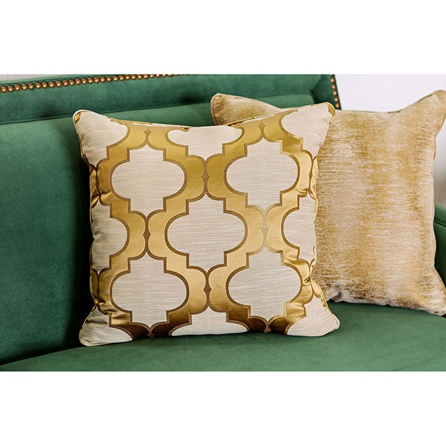 VERDANTE Emerald Green/Gold Love Seat