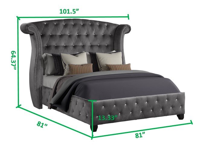 Galaxy Home Sophia King Bed in Gray